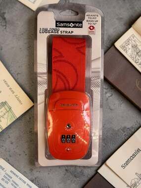 Samsonite 3 Dial Combo TSA Luggage Strap, Varsity Red, Adjusts to 72"